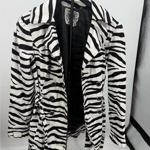 Heart Soul Black and White Zebra Trench Coat